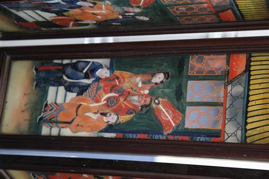 A 19th century Chinese hongmu six fold table screen, Each panel W.8in. H.41in.